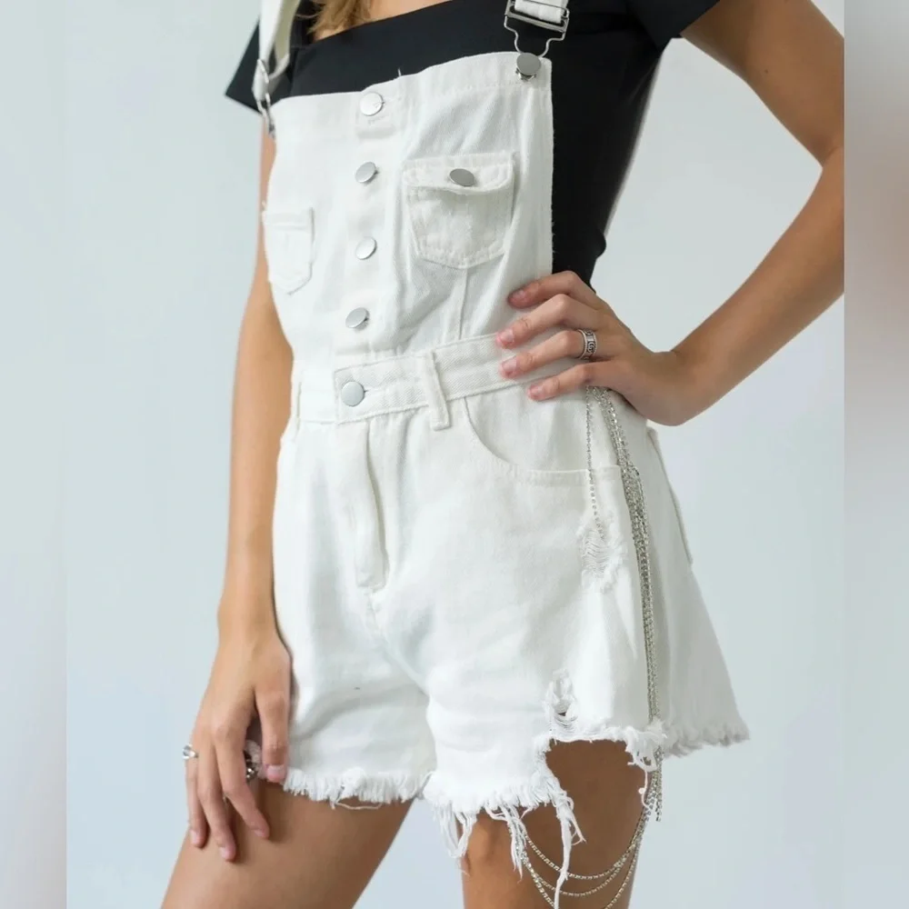 Blue B Rhinestone Overalls w/Fringe - Picture 1 of 8